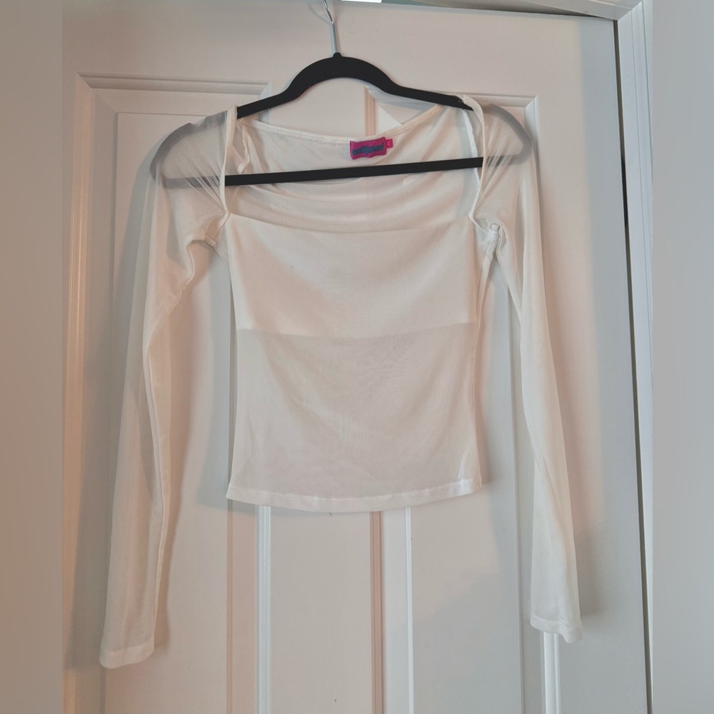 Mesh Edikted White Long Sleeve, XS